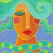 Hand Painted Ceramic Art Tile Abstract Portrait of a Woman