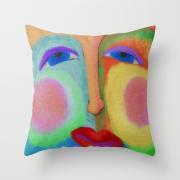Colorful Abstract Face Pillow Cover Case My Funky Abstract Digital Face Painting 