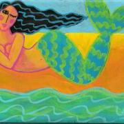 Hand Painted Mermaid Art Tile