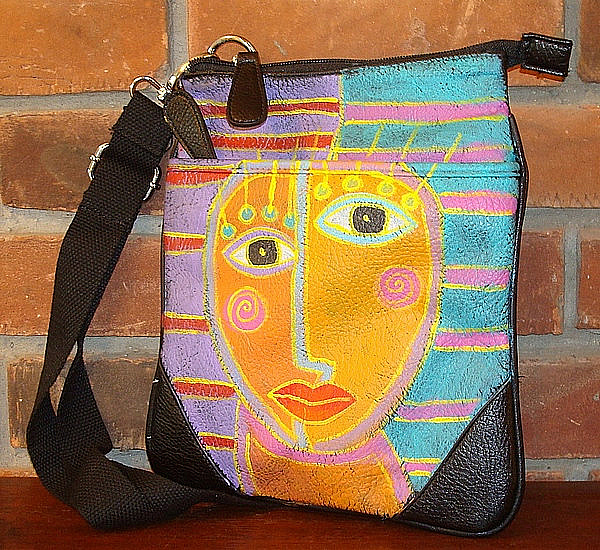 Hand Painted Handbag Purse Shoulder Bag Cross Body Bag Funky Abstract ...