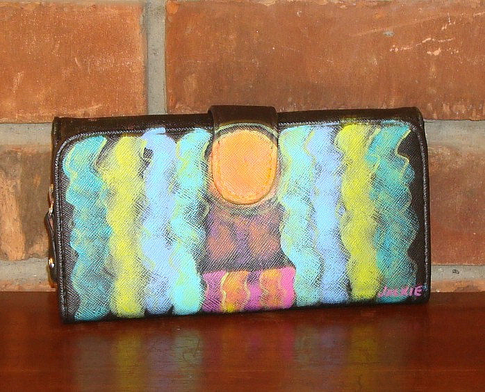 Abstract Art Hand Painted Wallet Clutch Colorful Abstract Painting on Luulla
