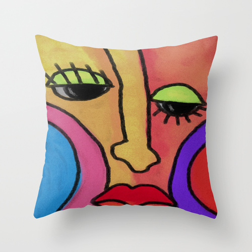 Funky Abstract Face Decorative Throw Pillow Cover Case My Colorful