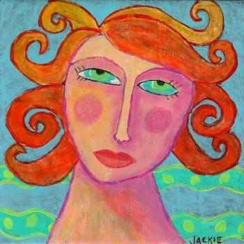 Hand Painted Ceramic Art Tile - Colorful Abstract Portrait Of A Woman ...